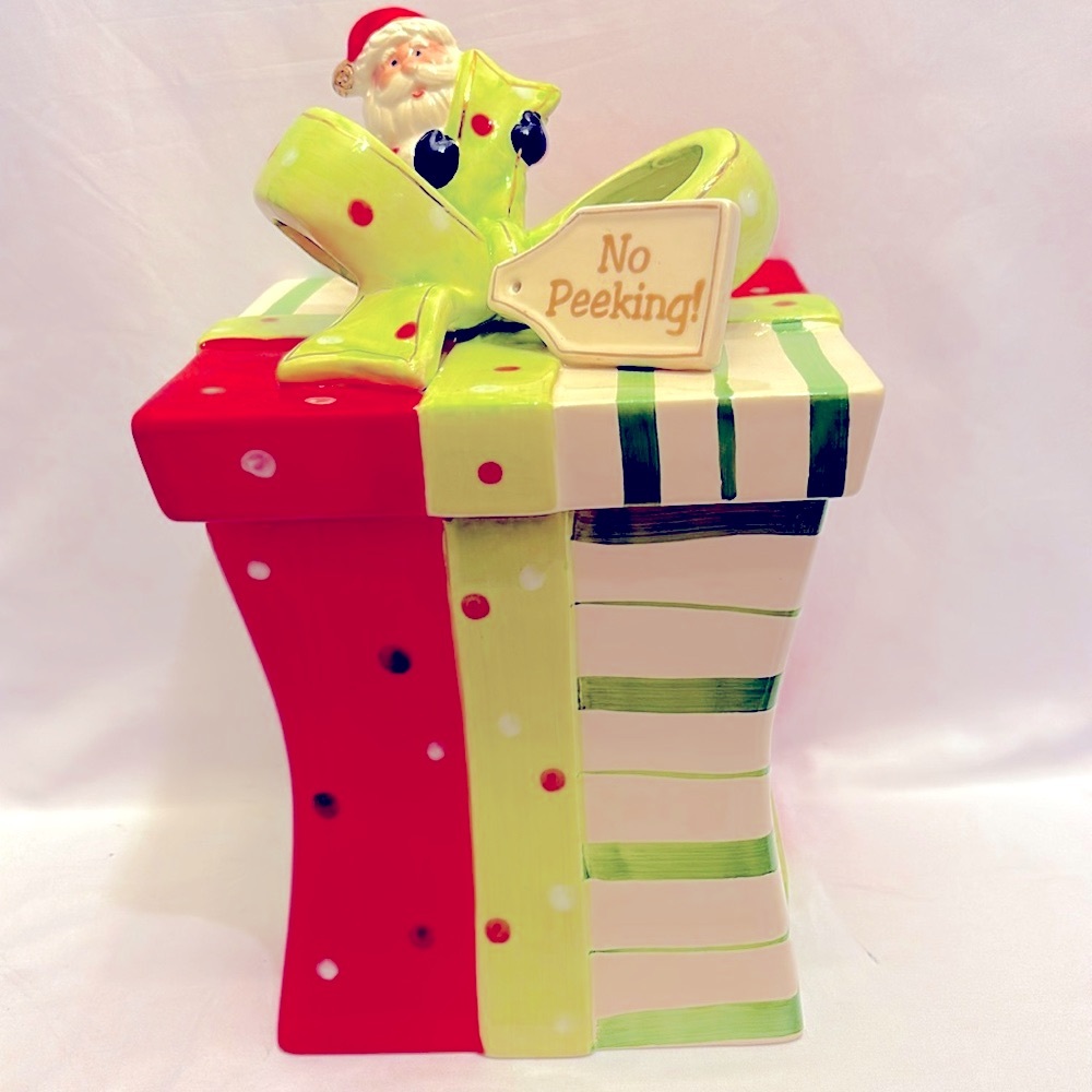 Gently Used Beautiful Cracker Barrel Mingle&Jingle Christmas Ceramic Cookie Jar